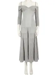 Silver Wool Ribbed Maxi Dress