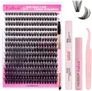 Eyelash Extension Kit 0.07 D 8-16Mm 60D Wispy Lashes Cluster Lashes Glue Bond an