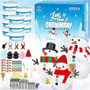Snowman Crafts for Kids, 10 Pack Christmas Craft DIY Snowman Kit, Build a Snowman Kit Indoor Decorations, Creative Kid Air Dry Modeling Clay, Snowman Making Kit Gift Toys for Activities Party Supplies