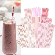 [Xinghonyac] 100 Pcs Paper Drinking Straws, Biodegradable Paper Straws for Juice, Shakes, Cocktail, Coffee, Milkshakes, Soda, Smoothies (A)