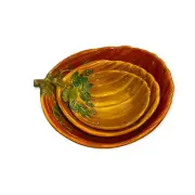 Nesting Bowls Of 3 Home & Garden Party Stoneware Collection Fall Orange Pumpkin