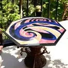 36"Antique Octagon Marble Side Table Precious Crystal Stone Dining Room Furnitur