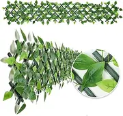 Expanding Garden Trellis Panels | Expandable Fence Privacy Screen With Flower | Faux Ivy Greenery for Balcony - 200x30cm (Green Leaf)