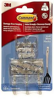 17067CLR-5 Command Small Clear Wire Hooks with Clear Strips 5pk