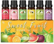 ASAKUKI Fruit Essential Oils Set for Diffusers - Passion Fruit, Strawberry, Guava, Pineapple, Green Apple, Fig Fruity Aromatherapy Scented Oils for Diffusion, Candle Making, 6 x 10 ml