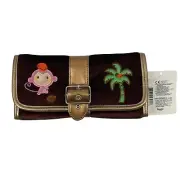 SANRIO Chi Chai Monchan Wallet Brown Velvet Embroidered 2005 Pink Monkey
