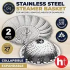 Home Master [2PCE] Stainless Steel Steamer Basket Collapsible, Effortlessly Cook