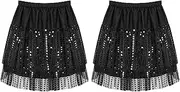 [iEFiEL] Kids Girls Modern Jazz Rumba Samba Stage Performance Sequined Tutu Skirt Cheerleading Miniskirt