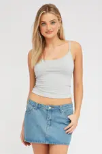 Grey Supersoft Singlet Longline - Size L, Women's Singlet