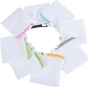 AMIJOUX 8 PCS Mini Washing Machine Delicate Bags, Small Polyester Fine Mesh Laundry Bag for Hotel Home, Honeycomb Storage Bags with Zipper Hanger Loop for Lingerie Socks Underwear