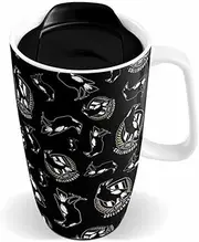 AFL Ceramic Travel Coffee Mug - Collingwood Magpies - Drink Cup with Lid