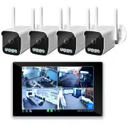Tuya Wireless NVR WIFI IP Camera Kit 3.0MP HD 10.1-inch Screen EU Plug IP66 Waterproof Cameras H.265+ Night Vision Remot