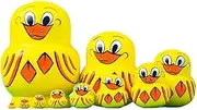 10 Layers Russian Nesting Dolls Toys Yellow Duck Matryoshka Dolls for Kids Handmade Crafts Arts Hand-Painted T6s9