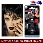 Black Lipstick & Nail Polish Set Zombie Goth Vampire Halloween Makeup Costume AU