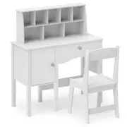 Costway Study Desk & Chair Writing Table Set w/Storage Cabinet Computer Workstation Bedroom