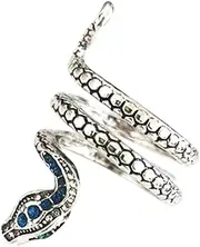 [Rukjmqi] Snake Rings for Men - Animal Ring - Finger Ring Open Adjustable Snake Rings with Rhinestones Decor for Costume Cosplay Accessories