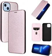 Compatible with iPhone 13 Mini 5.4" 5G 2021, Carbon Fiber Flip Case Carbon Fiber Hybrid Case Shockproof Wallet Cover with Strap Case for iPhone 13 Mini 5.4" 5G 2021