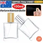 100ml Refillable Perfume Atomizer Empty Flat Glass Spray Bottle Containers Clear