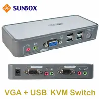 在飛比找PChome24h購物優惠-SUNBOX 2埠電腦切換器，VGA+USB介面