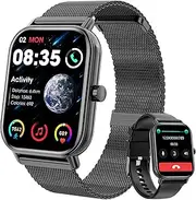 Smart Watch for Women Men, Fitness Tracker Watch for Android Phones iPhone Compatible, 1.85" Smart Watches for Women Men with Blood Pressure, Heart Rate Monitor, 110+ Sport Modes Smartwatch (2 Strap)