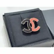 CHANEL Brooch Coco Mark Pink Black Black Gold