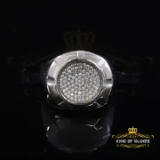 925 Sterling White Silver 1.10ct Cubic Zirconia Round Fashion Men's Ring Size 9
