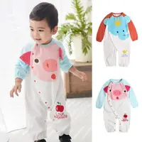 在飛比找momo購物網優惠-【Baby童衣】動物造型長袖連身衣 82057(共2色)