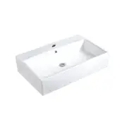 700*460*165mm Gloss White Ceramic Rectangle Wall Hung/Above Counter Basin One Tap Hole