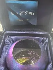 Glass Eye Studios (Celestial) Blue Planet Art Glass Paperweight 3”
