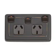 5817 Socket Flat Plate Rocker Double With Switch Brown Antique Copper