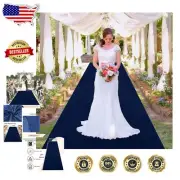 Handmade Navy Blue Velvet Wedding Aisle Runner 4x20ft with Carpet Tape Included