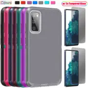 For Samsung Galaxy S20 FE S20 FE 5G Hybrid Heavy Duty Case Cover Tempered Glass