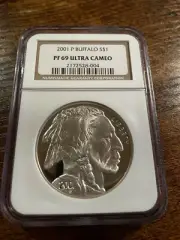 2001 P Buffalo Silver Coin NGC Proof 69 Ultra Cameo
