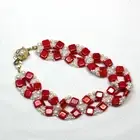 Picket Fence Bracelet with Miyuki Beads-Red & White