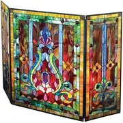 Fireplace Screens Style Stained Glass Fireplace Screen, 44" W X 28" H Fireplace Screen Flat Fireplace Screens Decorative Comfortable Anniversary