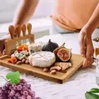 Bamboo Cheese Board With Knife Set Wooden Serving tray Charcuterie