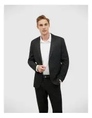 [Politix] Travel Performance Jersey Check Tailored Jacket in Charcoal