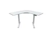 FORTIA 98W x 98W x 48D Dual-Motor 80kg Load Adjustable Electric Sit to Stand Up Corner Desk - White/White Frame