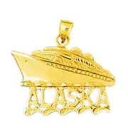 14K Gold 25MM Alaska Cruise Ship Pendant
