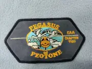 NEW PEGASUS OF PEOTONE EAA CHAPTER 1159 PATCH BADGE LOGO HORSE 5 1/4" x 2 3/4"