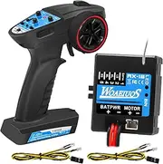 WOAEIUOS RC Radio System 3CH 2.4G RC Transmitter with 2 in 1 ESC&Receiver Anti-Jamming Remote Controller Receiver ESC Combo for SCX24 RC Car