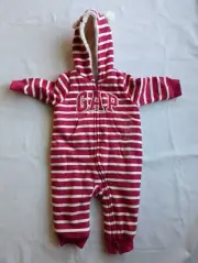 Baby Gap 3-6 Month One Piece Snow Suit Pink Hooded Fleece