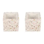 2x Maine & Crawford Luca 11cm Terrazzo Plant/Flower Planter Pot Square Garden
