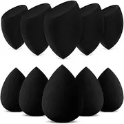 10 Pcs Makeup Sponge Blender Set Beauty Cosmetic Foundation Blending, Flawless for Liquid Cream and Powder, Multi-Purpose Cosmetic Applicator Puff (Black)
