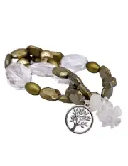 Handmade Gold Clear Quartz Acrylic Bead Tree Of Life Necklace (For Child)