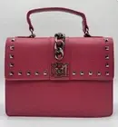 Badgley Mischka Vegan Leather Studded Chain Textured Top Single Handle Bag