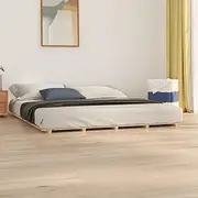 King Size Solid Pine Wood Bed Frame - Platform Frame with Plywood Slats - Dimensions 183x203 cm - Ideal for Australian King Size Mattress - Sturdy, Rustic Design Without Headboard