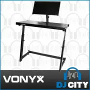 Vonyx DJ Stand Mobile Workstation Table with Laptop Shelf