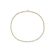 Thin 10K Solid Gold Singapore Anklet Chain, For Women, 10" Inch, 1.3mm, Real