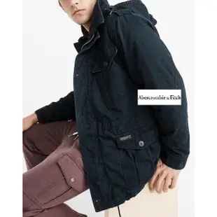 §上鉌嚴選 A&F Abercrombie&Fitch Military Field Jacket連帽鋪棉軍裝外套-深藍